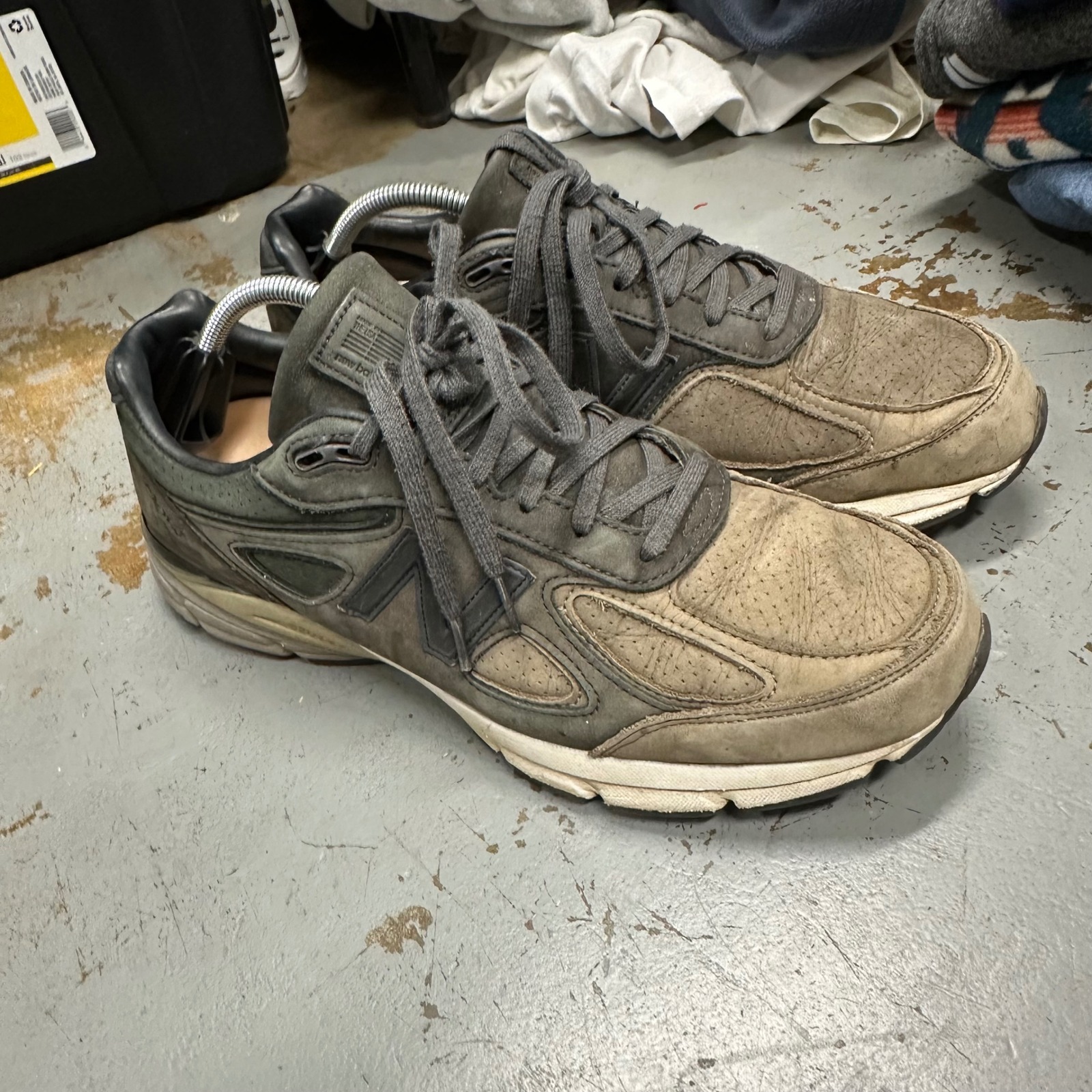 New Balance 990v4 Made In Usa Olive Green Tan Mens Sneakers M990fe4 Size 12